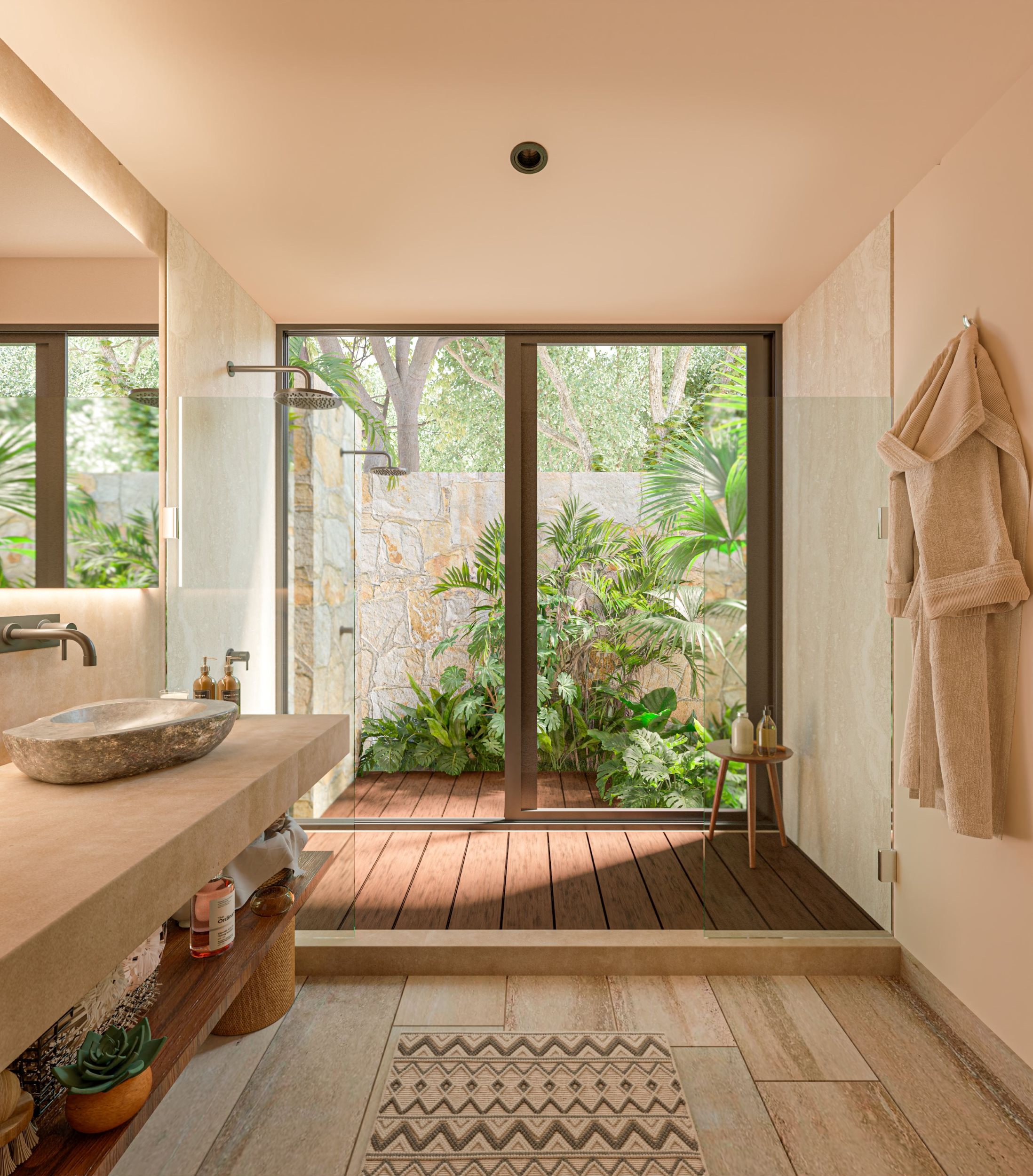 condo for sale in tulum nuup bathroom with exterior shower