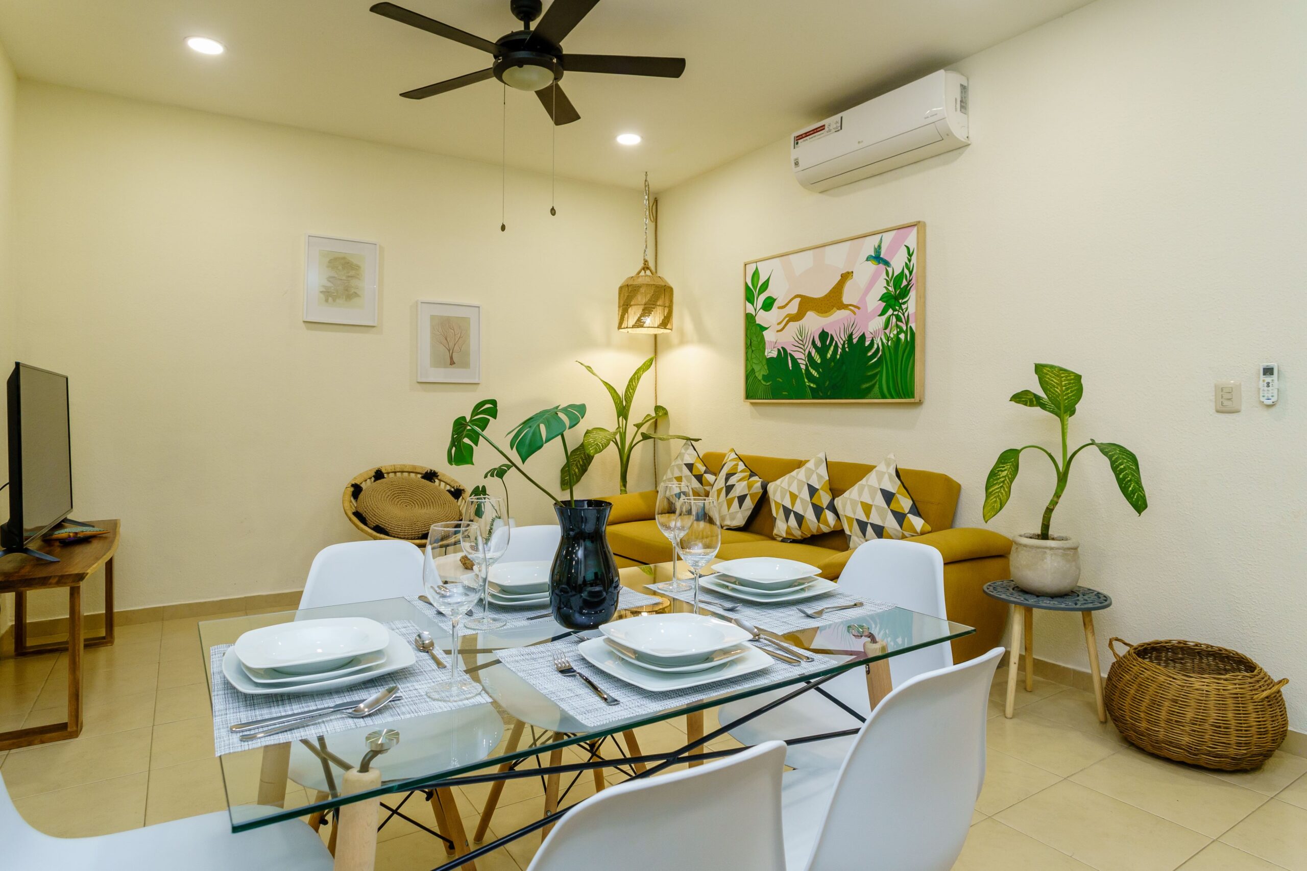 b rapartment for sale in tulum zama village dining and living room