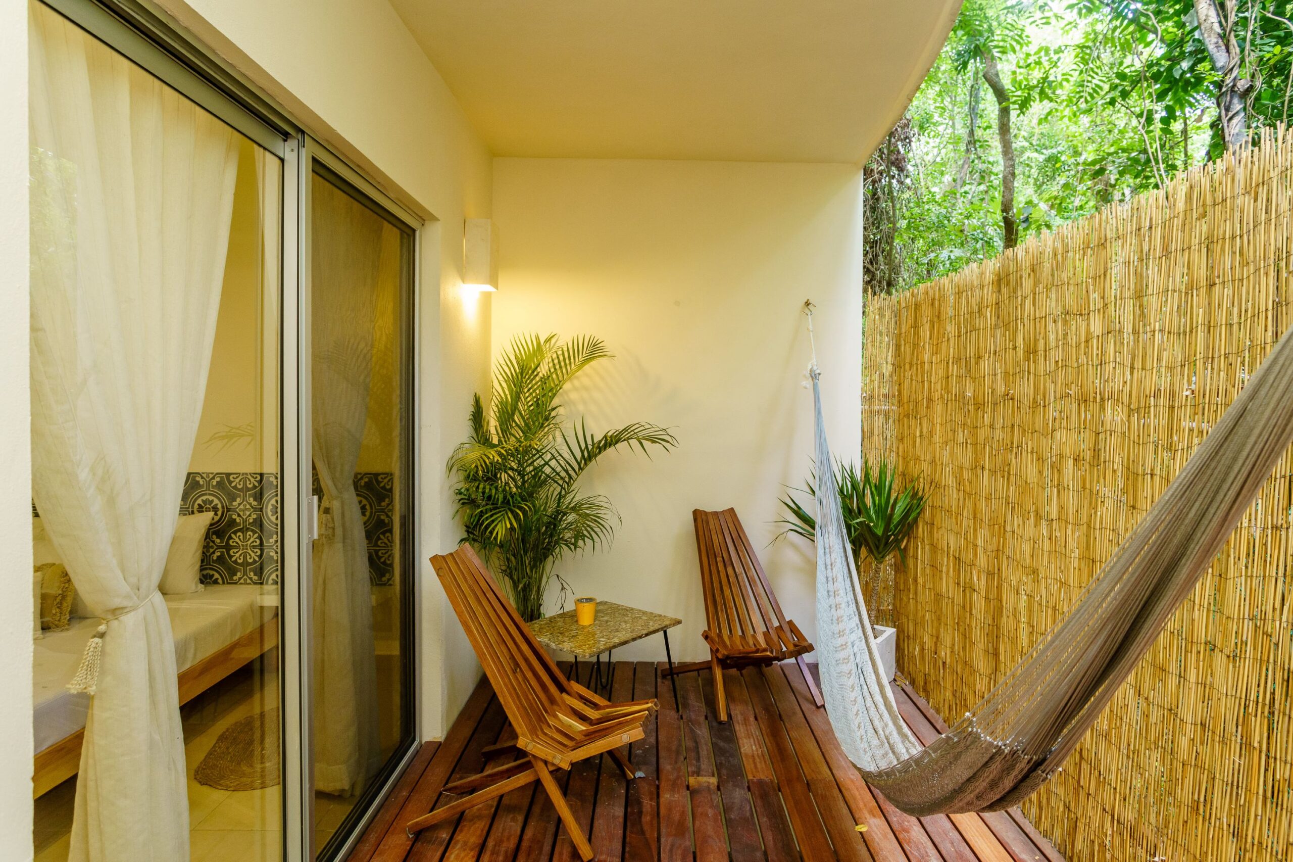 m apartment for sale in tulum zama village deck and hammock