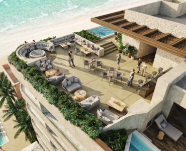 beachfront real estate for sale in puerto morelos sole blu rooftop pool and lounge