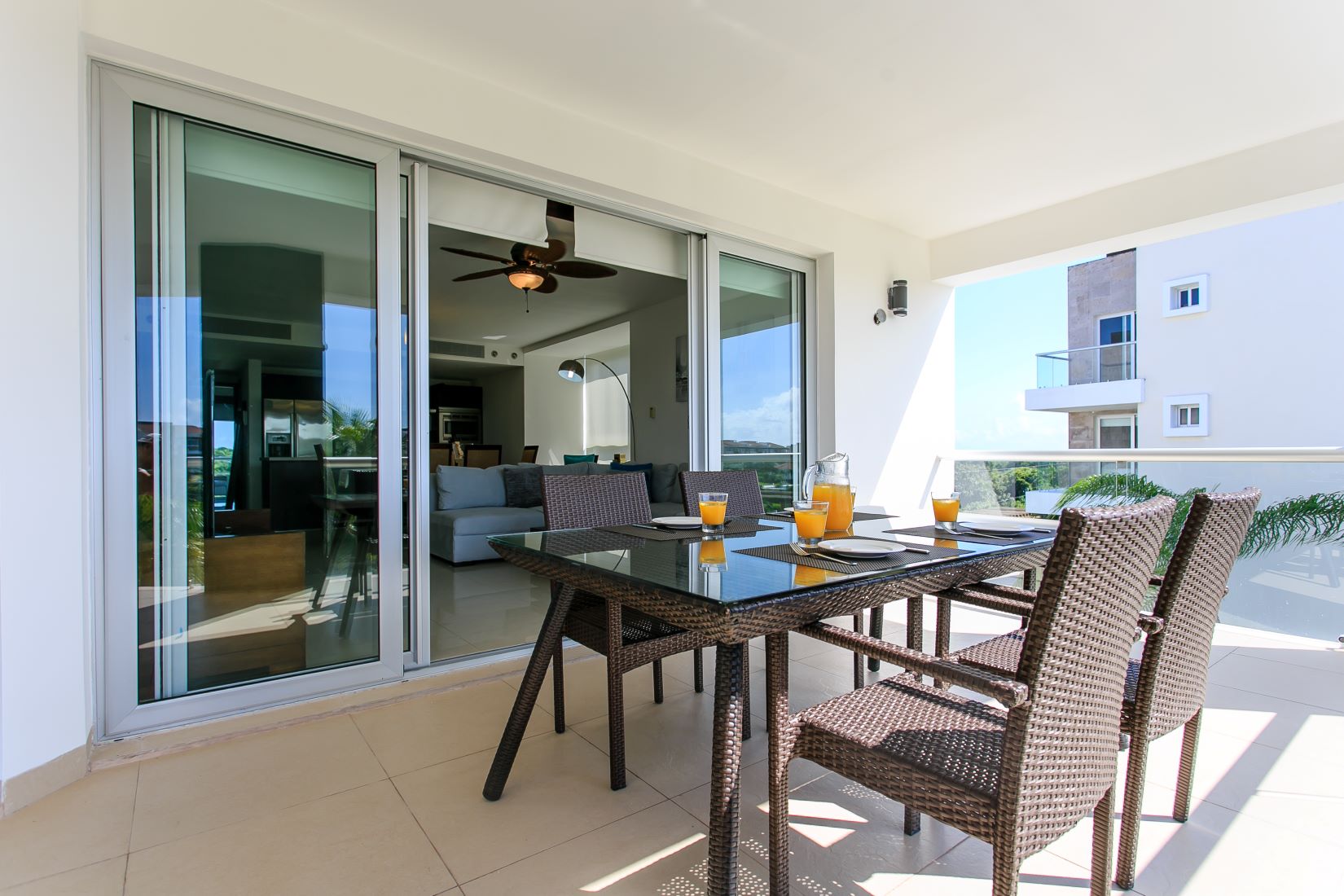 exclusive 2 bedroom condo for sale in mareazul playa del carmen terrace interior view