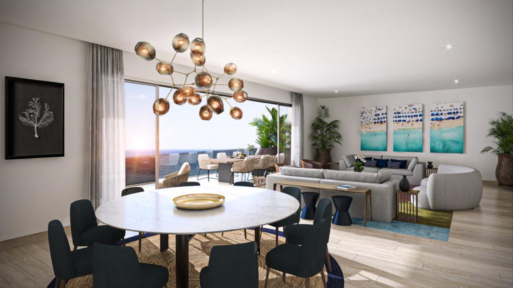 exclusive condos for sale in puerto cancun sls residences living room and dining room