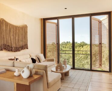 playa del carmen condos in corasol the village living room with terrace