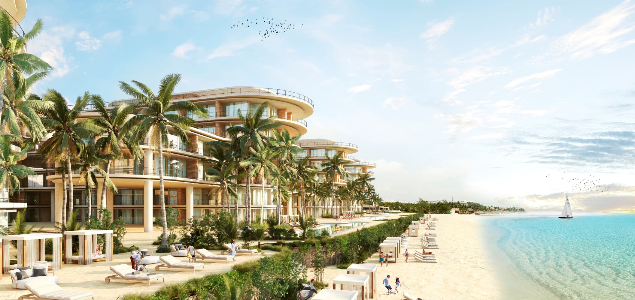 exclusive beachfront condos for sale at playa del carmen zonna beachlub with sunbeds