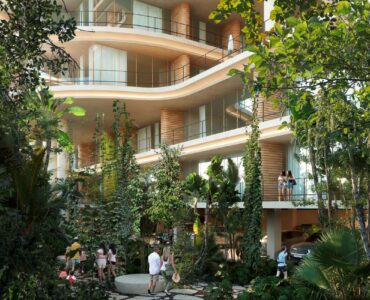 exclusive beachfront condos for sale at playa del carmen zonna green building with plants