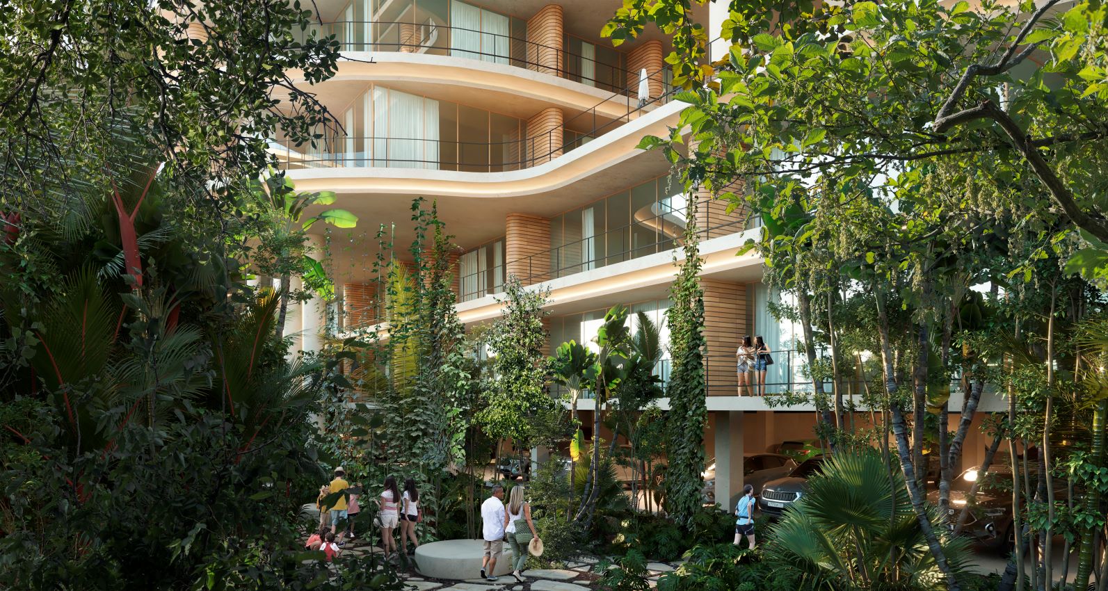 exclusive beachfront condos for sale at playa del carmen zonna green building with plants