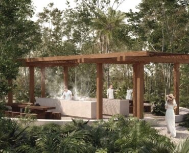 condos for sale in bacalar gated community aldea mayab grill area