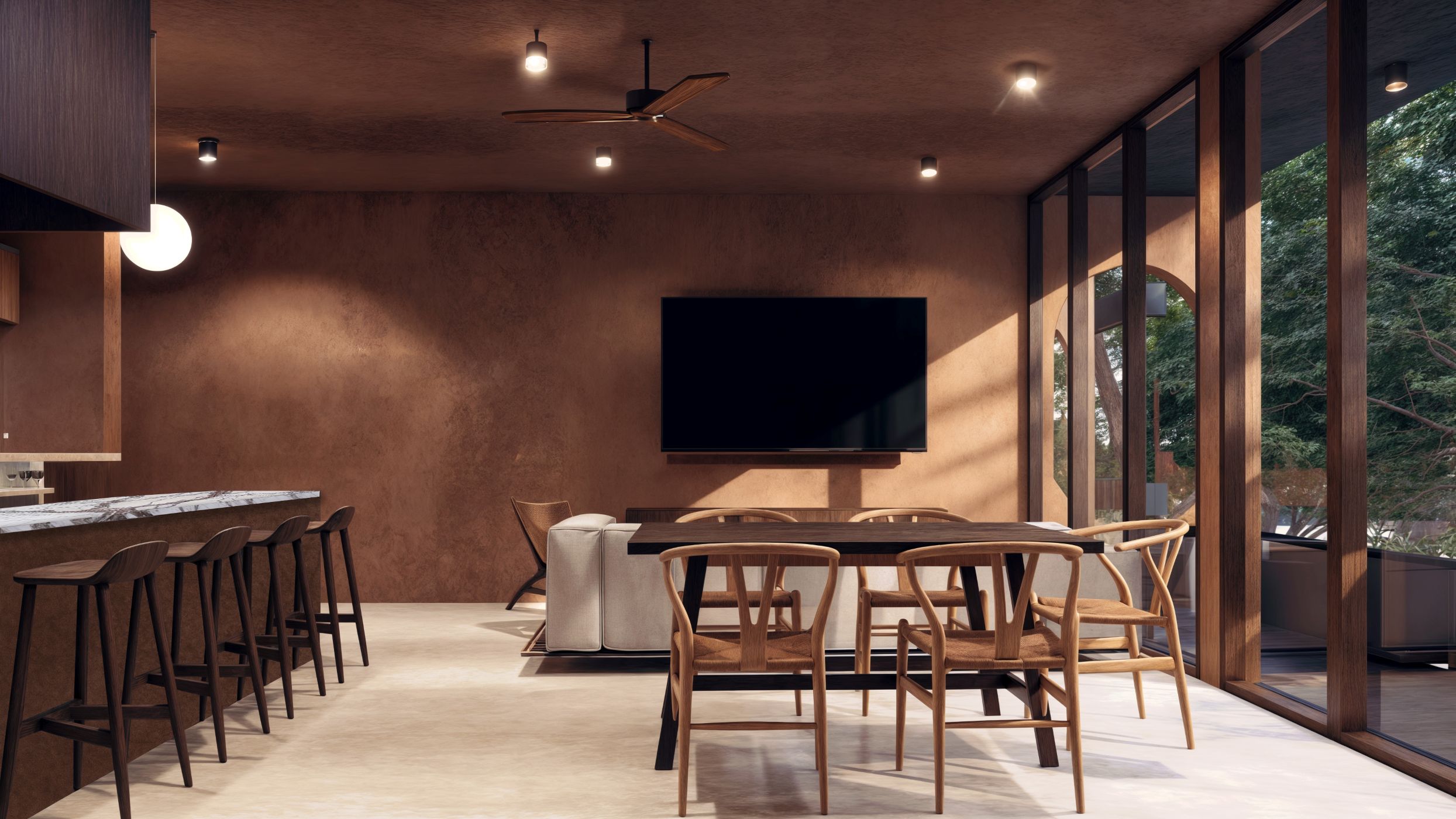 condos for sale in tohoku playa del carmen noble living room with tv and terrace