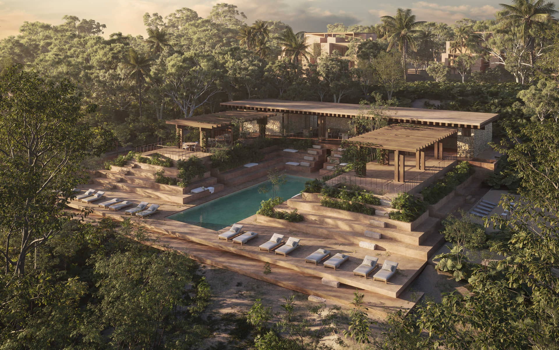 bacalar real estate aldea kalan club house with pool