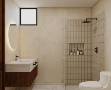 real estate puerto morelos piedra de mar one bedroom condo bathroom