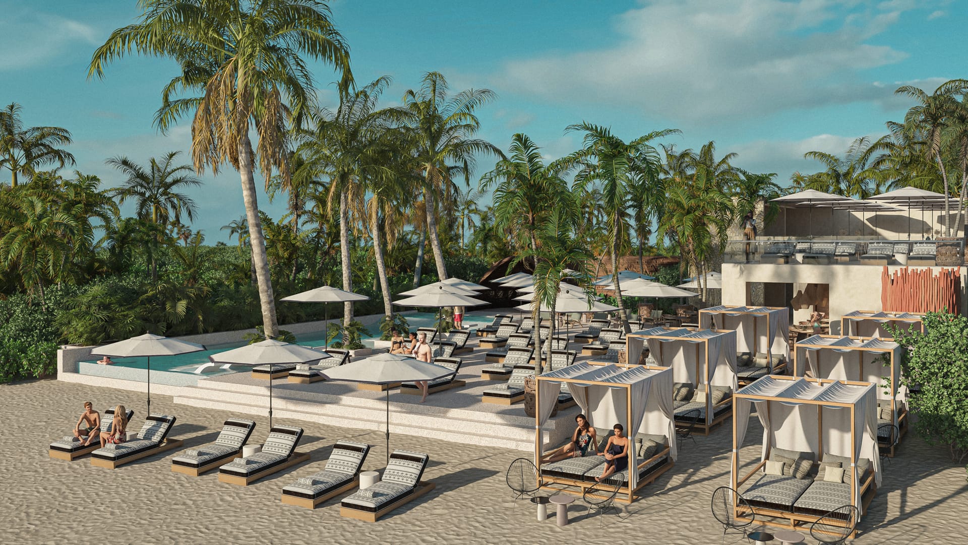 playa del carmen beachfront real estate distrito xcalacoco beach club beach and sun beds
