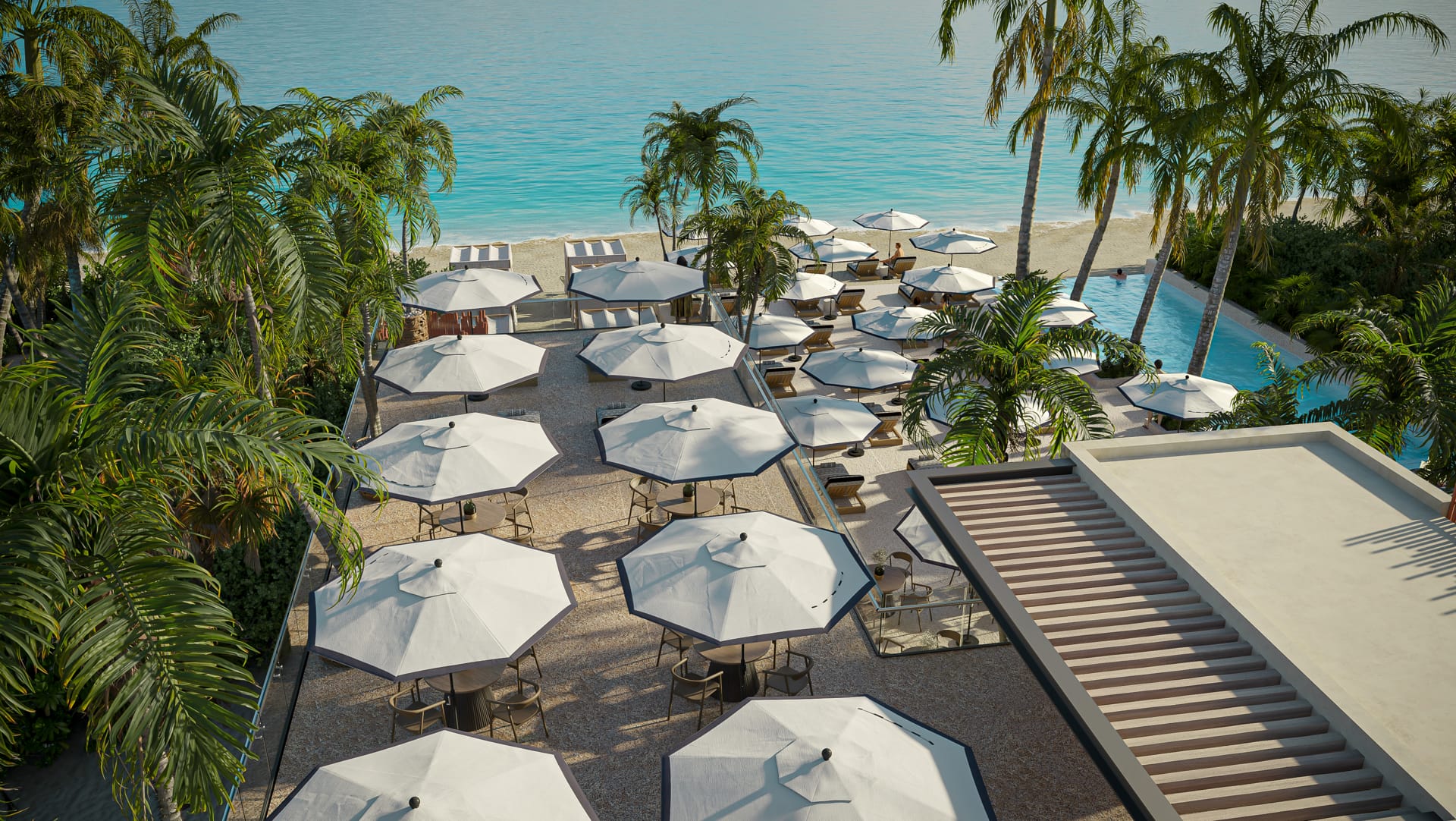 playa del carmen beachfront real estate distrito xcalacoco beach club pool and beach