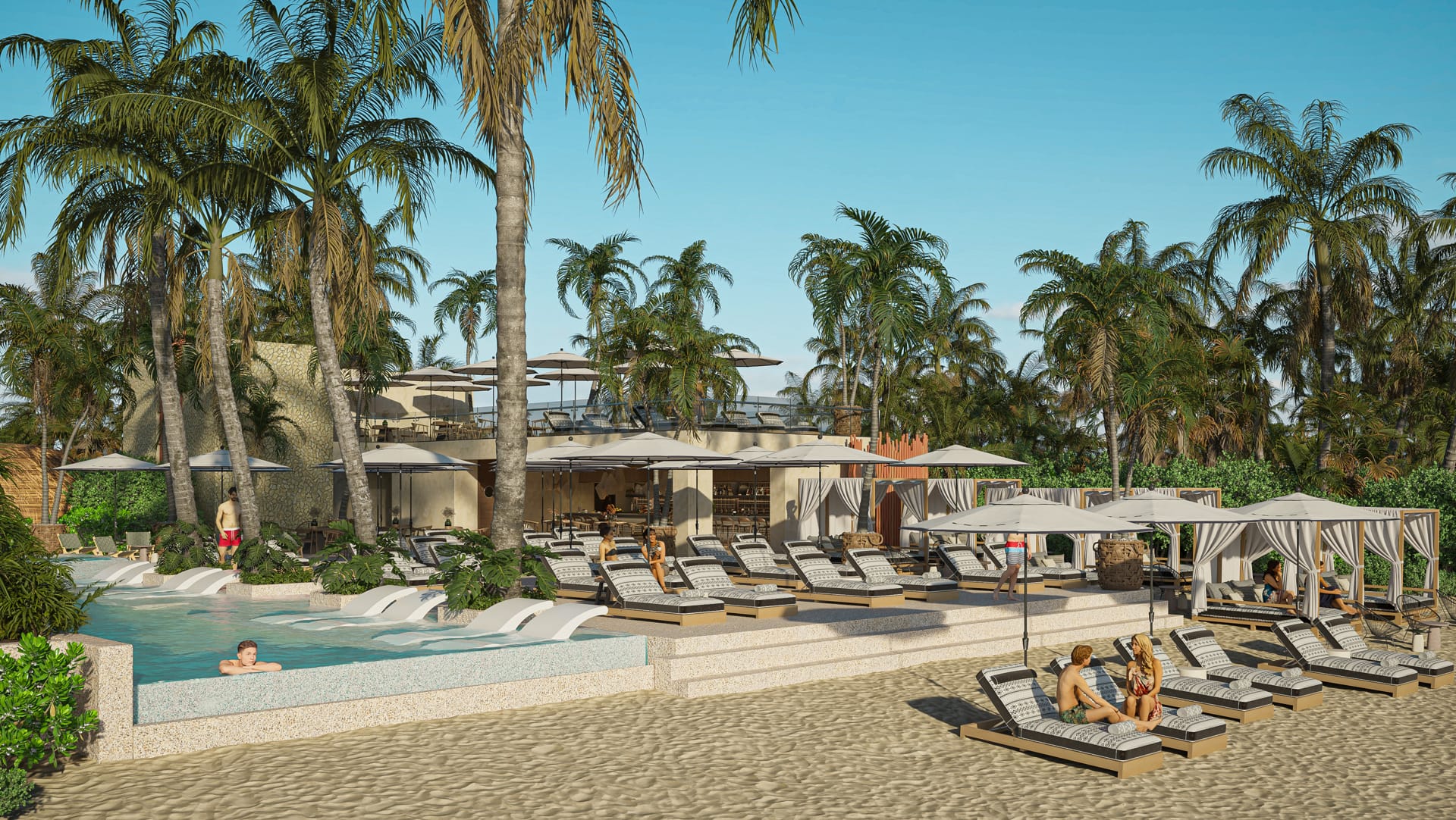 playa del carmen beachfront real estate distrito xcalacoco beach club pool on the beach