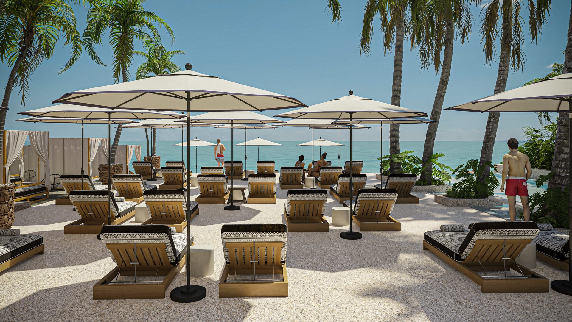 playa del carmen beachfront real estate distrito xcalacoco beach club with sun beds