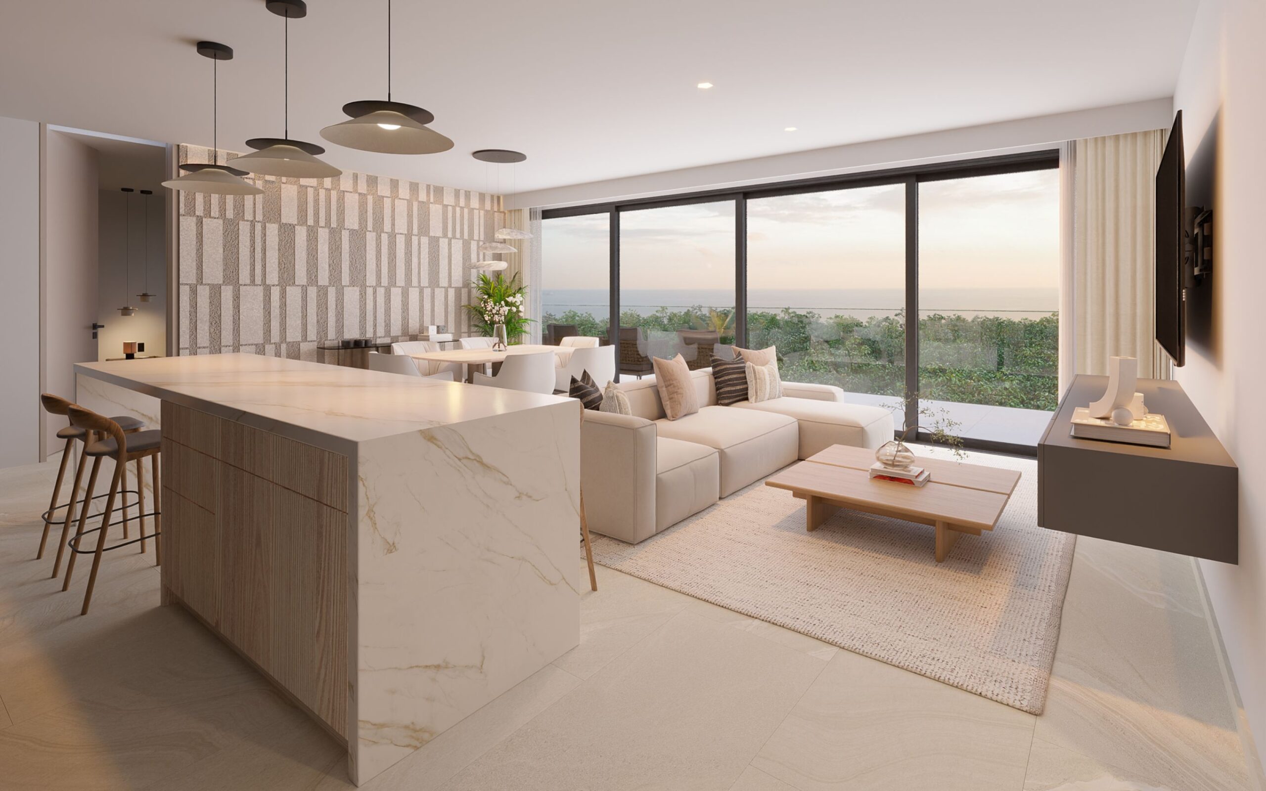 playa del carmen beachfront real estate distrito xcalacoco beach kitchen and living area rsz