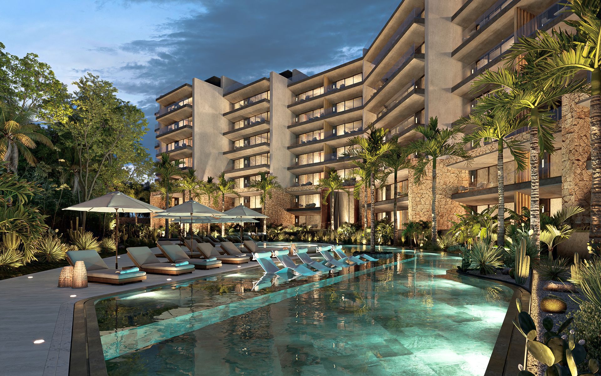 playa del carmen beachfront real estate distrito xcalacoco swimming pool with building rsz