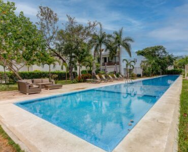 rincon del mar 3 bedroom house in playacar swimming pool with sun beds