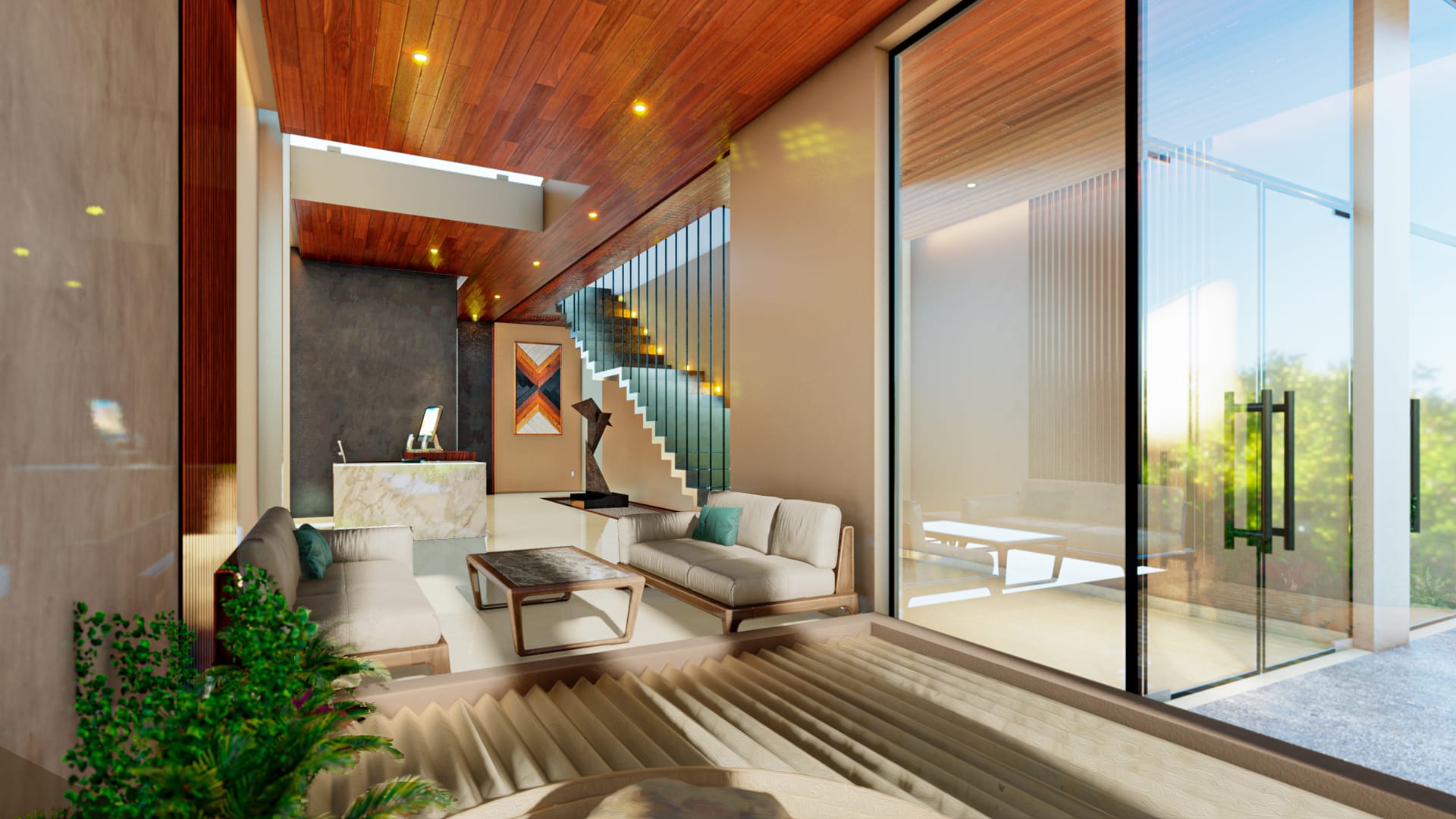 condos for sale in puerto morelos central living entrance