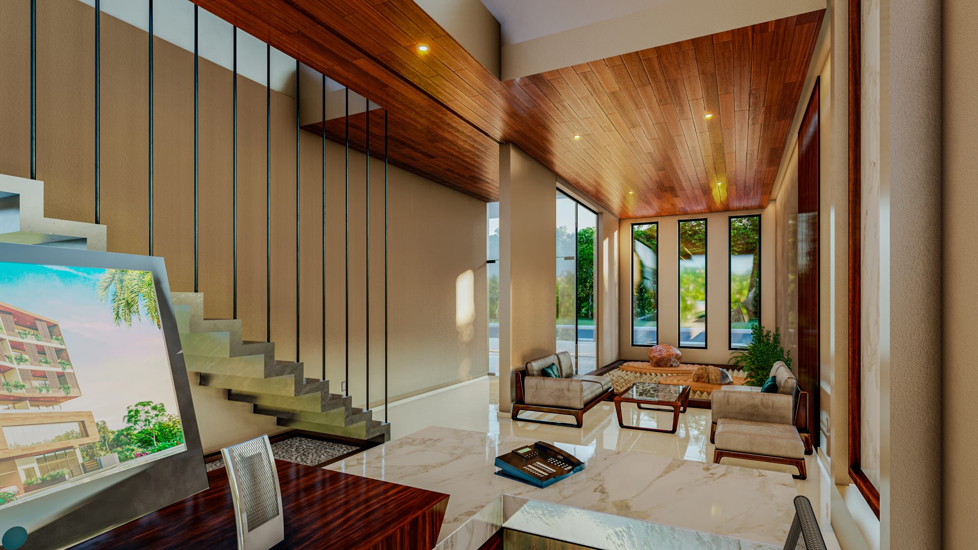 condos for sale in puerto morelos central living lobby