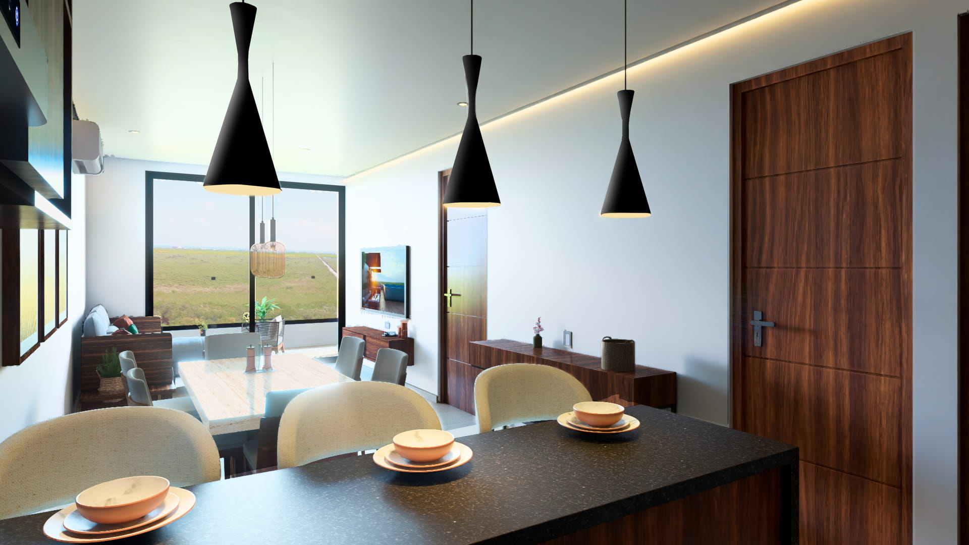 condos for sale in puerto morelos central living two bedroom social and living area