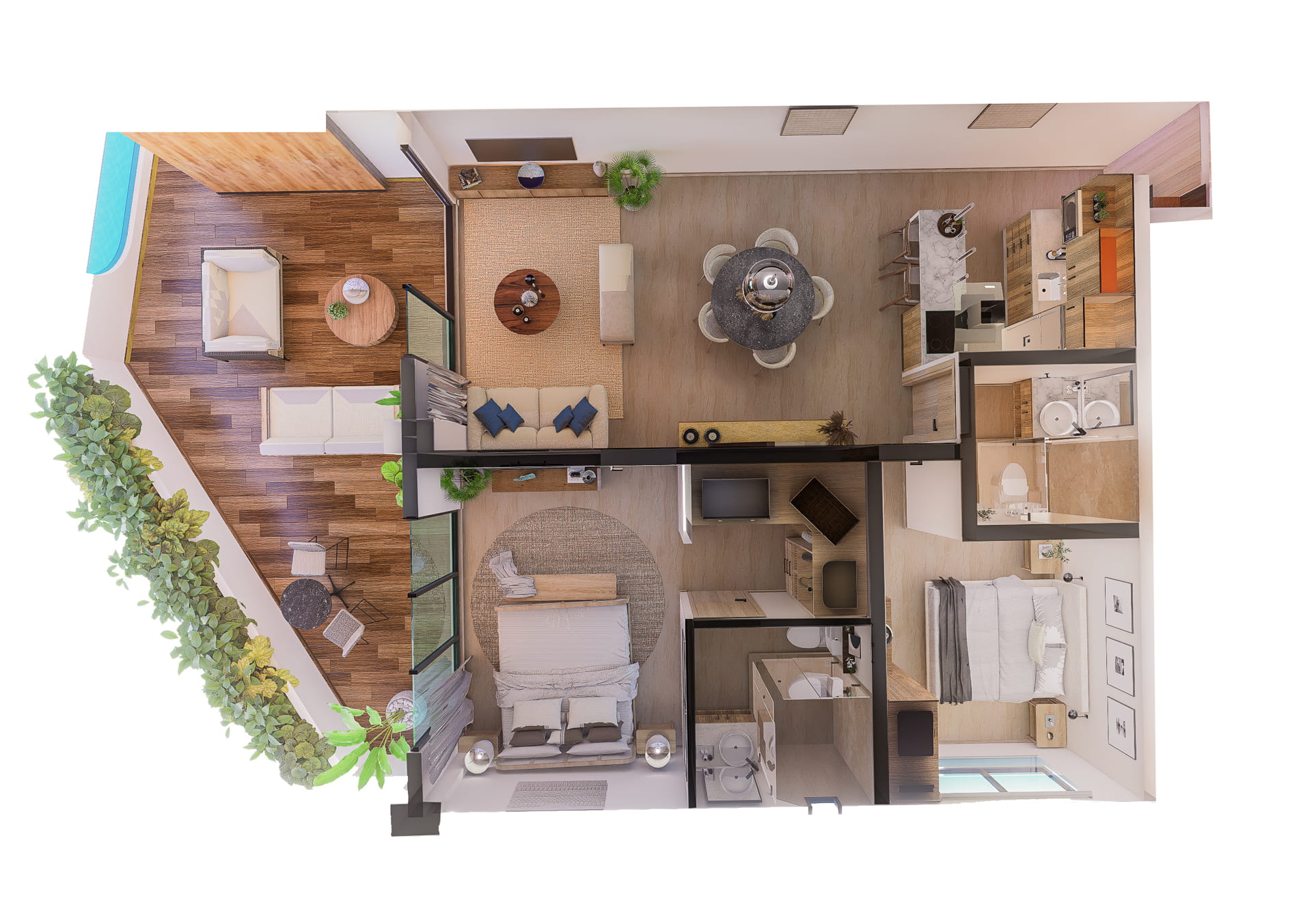 puerto morelos real estate soulam condo one bedroom with terrace