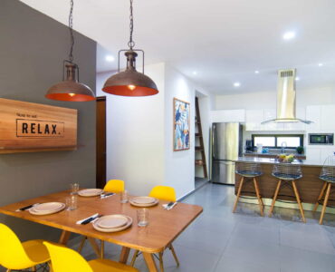 two bedroom ground floor condo in playa del carmen lunada social area